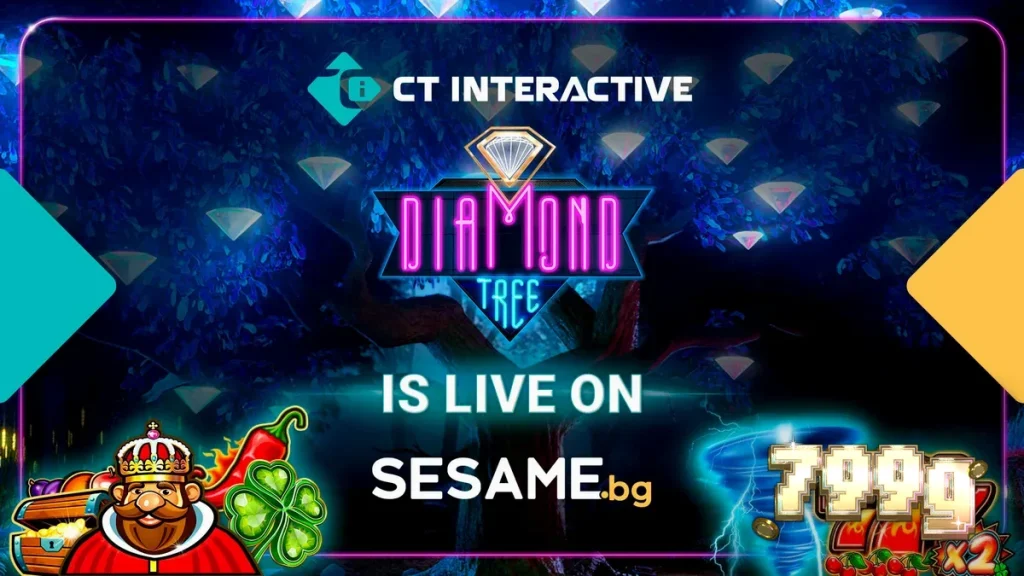 Interface de jogo do Diamond Tree Jackpot em um dispositivo móvel